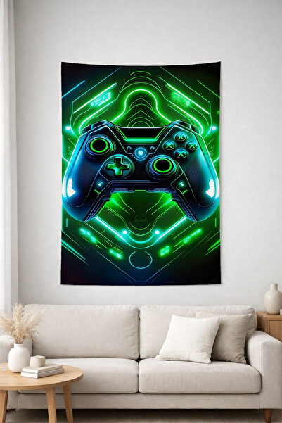 HalıOnline Gamer Konsol Desenli Duvar Örtüsü Duvar Halısı