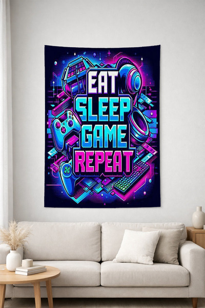 HalıOnline Gamer Konsol Desenli Duvar Örtüsü Duvar Halısı