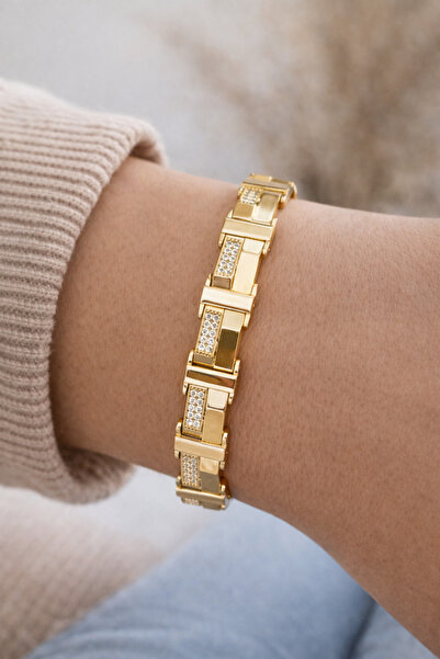 ALYA Xuping Gold Künye Bileklik ,Taş Detaylı,Kadın Künye