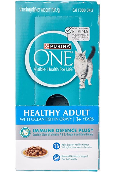 Purina One Wet Cat Food for Healthy Adult Cats with Ocean Fish (70g, Pack of 24)