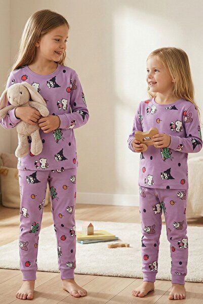 ZUZUNGA Cute Hello Kitty and Kuromi Patterned Girls' Pajama Set