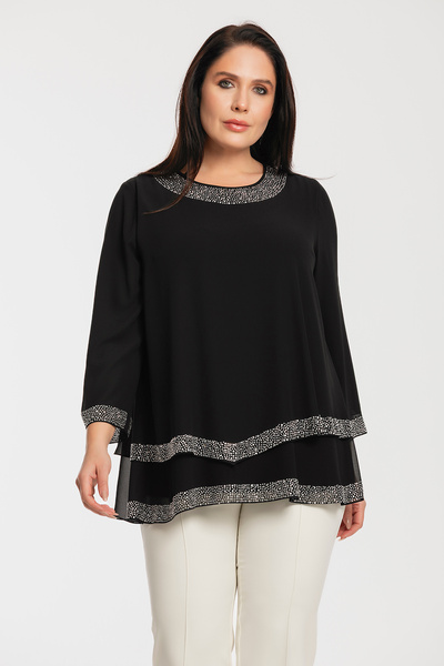 MİYORO Double Layer Stone Detailed Plus Size Evening Dress Blouse