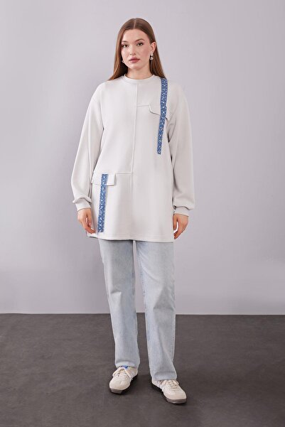 Levidor Ecru Kot Striped Detail Sweat