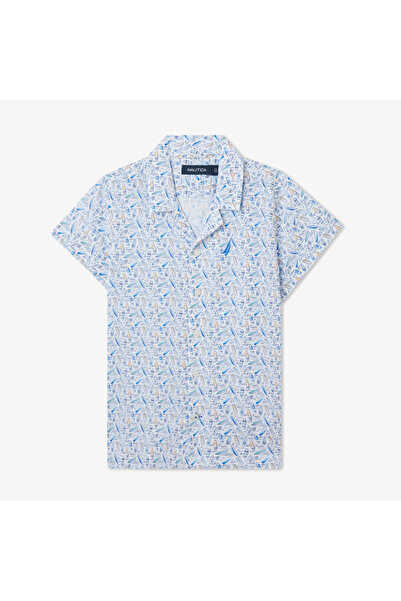 Nautica Erkek Çocuk Beyaz Classic Fit Baskılı Gömlek