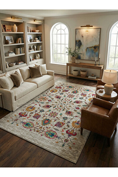 Rose'n Home Arte VN002 Vintage Klasik Çiçek Figürlü Dekoratif Şönil Halı