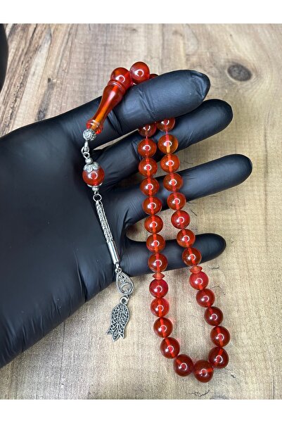 Mos Tespih Küre Old Collectible High-End Crimped Amber Prayer Beads