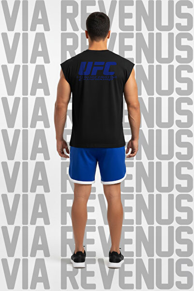 Vordevia Ufc Ultimate Printed Black Sleeveless T-Shirt and Piped Jersey Fabri...