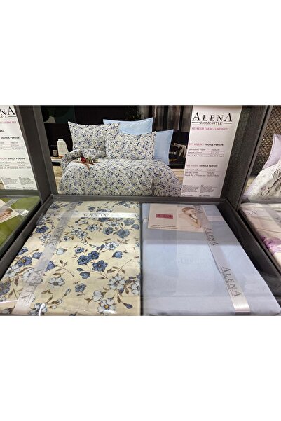 Alena طقم غطاء لحاف مزدوج من القطن 100% (مع ملاءة مرنة)