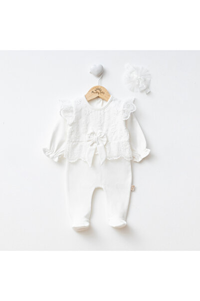 Miniday Baby Baby Girl Mevlütlük Jumpsuit with Bandana and Lace Tk1043