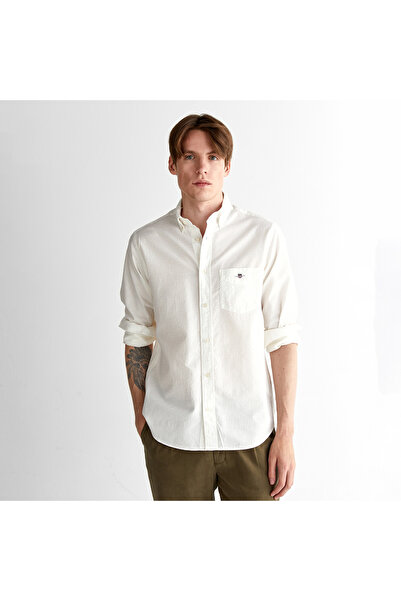 Gant Erkek Krem Regular Fit Düğmeli Yaka Gömlek