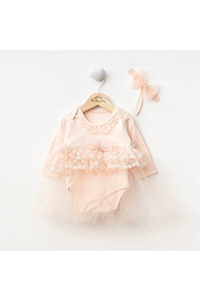 Miniday Baby Baby Girl Mevlütlük Bodysuit Dress with Bandana and Lace Bk1019
