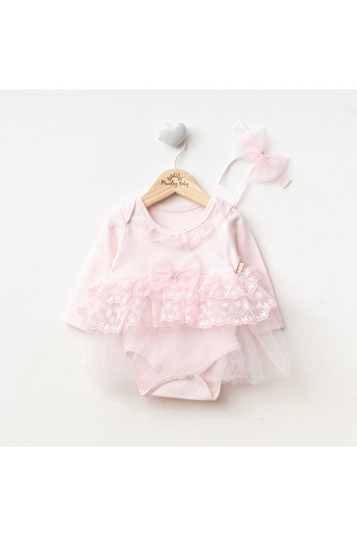 Miniday Baby Baby Girl Mevlütlük Bodysuit Dress with Bandana and Lace Bk1019