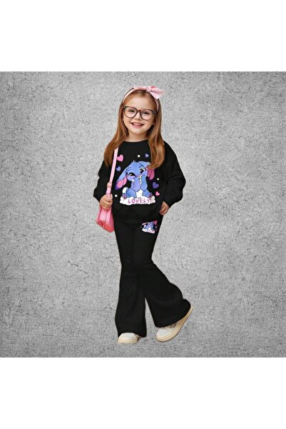 Kids Çocuk Lovely Tavşan Baskılı İspanyol Alt Üst 2'Li Takım