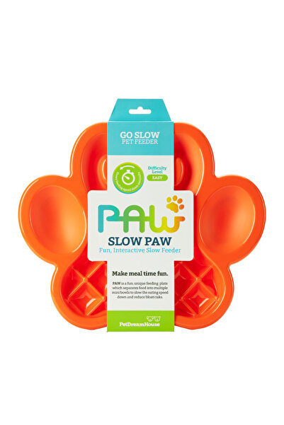 Pet Dream House PetDreamHouse PAW Slow Feeder Plate – Orange | Non-Slip, BPA-...