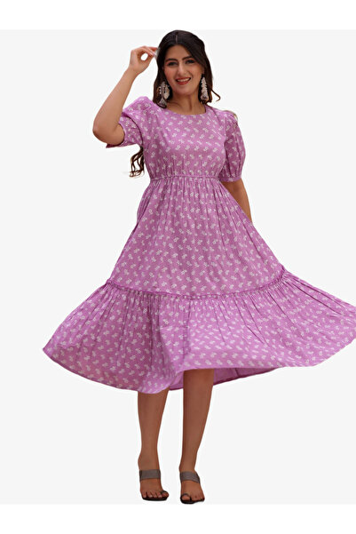 KASYA By Styli Women Cotton Floral Print Tiered Midi Dress