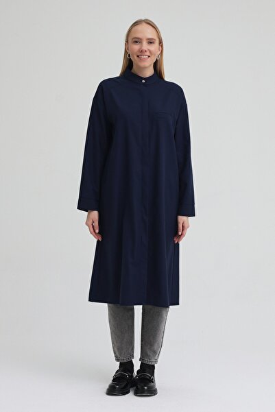 QANU Сорочка з однією кишенею, синя