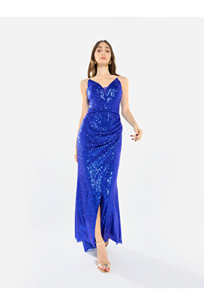 House of Moda By Styli Women Sequin Strappy Drape Maxi Dress