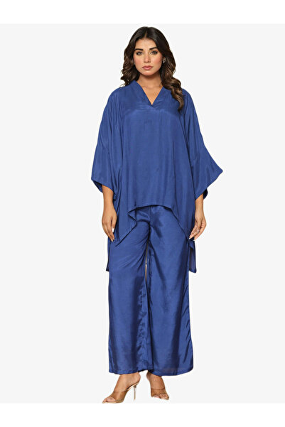 KASYA By Styli Women Dark Blue Kaftan Top and Pants Co-Ords