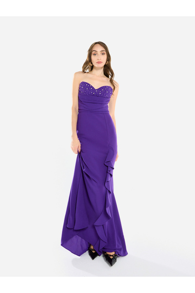 House of Moda By Styli فستان ماكسي نسائي مكشكش ومطرز بالخرز