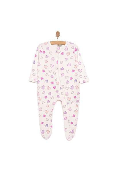 ebebek Hello Baby HelloBaby HelloBaby Kız Bebek Patikli Tulum Kalp Baskılı Fe...