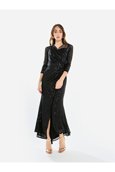 House of Moda By Styli Women Sequin Wrap Slit Maxi Dress