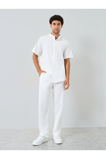 Take Two By Styli Men Solid Stand Collar Shirt and Pants Co-Ords