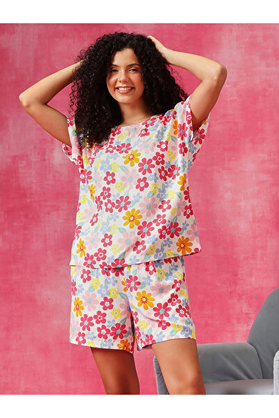 Clovia By Styli Floral Print T-Shirt and Shorts Set