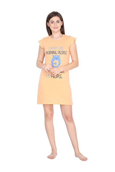 KLAMOTTEN By Styli Women Peach Cotton Blend Sleepshirt