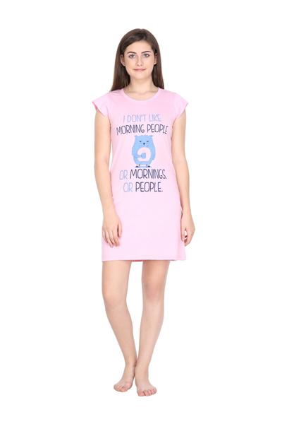 KLAMOTTEN By Styli Women Pink Cotton Blend Sleepshirt