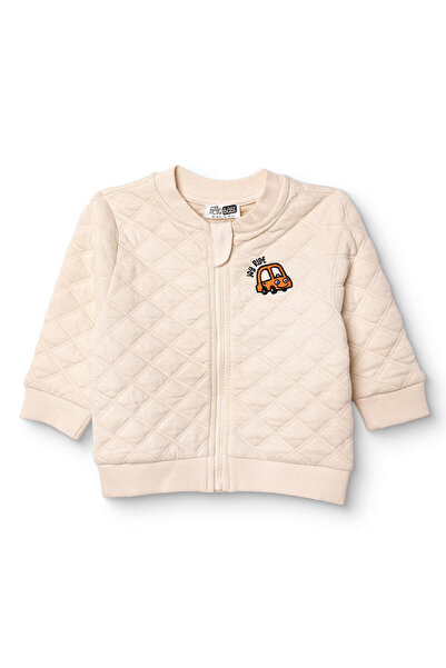 HelloBaby HelloBaby Baby Boy Quilted Cardigan Zippered Little Car Mandarin Collar Long Sleeve