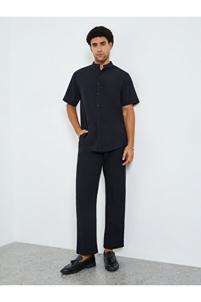 Take Two By Styli Men Solid Stand Collar Shirt and Pants Co-Ords