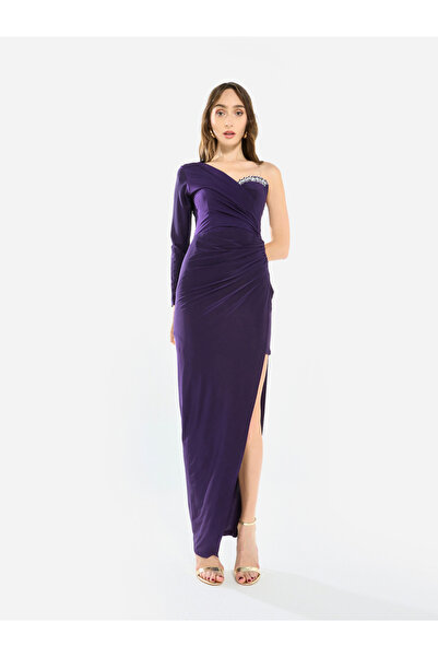 House of Moda By Styli Women Crystal Accent Ruched Gown Maxi Dress