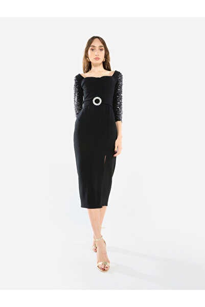 House of Moda By Styli Women Embellished Sleeve Midi Dress