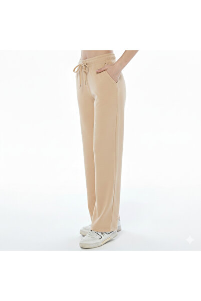 ASN concept Women's Schuba Fabric Wide Leg Sand Color Sweatpants (Available i...