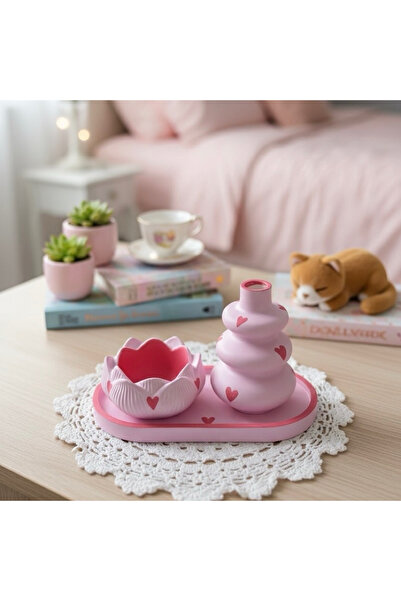 Home 3’lü dekoratif vazo mumluk set