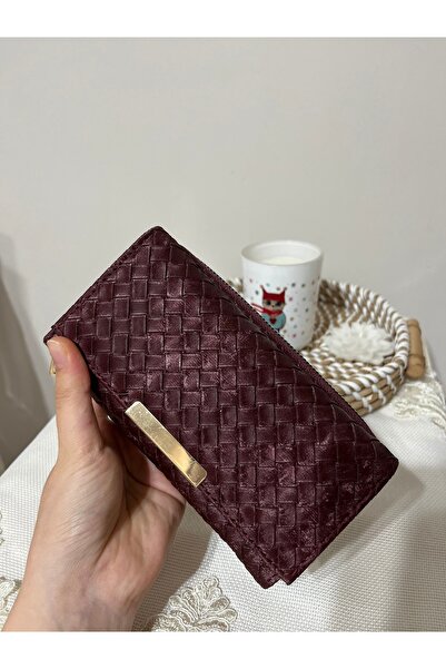 Baykuş Boutique Bordo Kadife Kadın Cüzdan ve Aksesuar