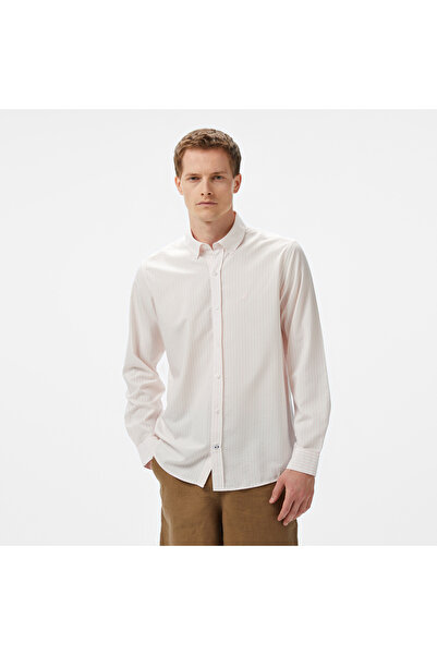 Nautica Erkek Pembe Classic Fit Çizgili Gömlek
