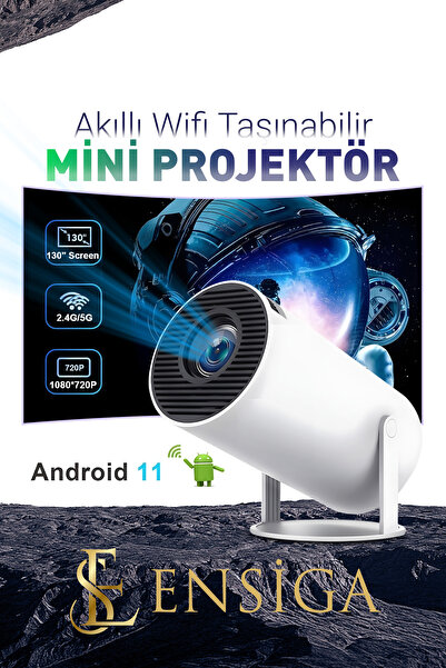Saatistan 1280*720P Akıllı WiFi Projektör, Taşınabilir Bluetooth TV Ev Sineması