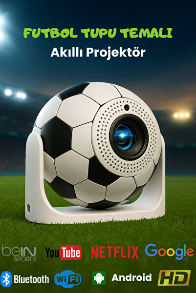 Saatistan Yüksek Çözünürlüklü Futbol Topu Tasarımlı Akıllı Projektör Bluetoot...