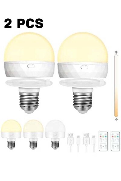 Generic 2 Pack E27 LED Light Bulbs, Dimmable And Rechargeable Bulbs with Remo...