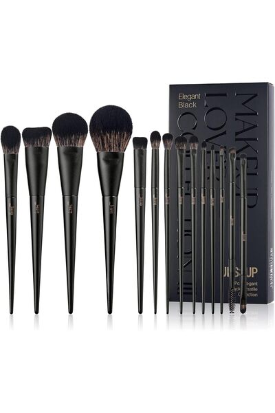 Jessup Makeup Brushes Set 14Pcs Black Kabuki Foundation Eyeshadow Contour Con...