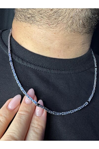 vogutima Erkek Gümüş Kolye - 2.40mm Taşlı Kral Model • Işıklı Kutuda • Sevgil...