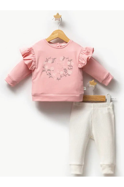 STRAWBABY 6-9-12-18-24 Months Floral Ruffled Sleeve Stylish Baby Girl 2-Piece...