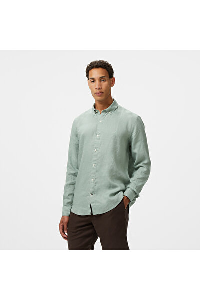 Nautica Erkek Yeşil Classic Fit Keten Gömlek