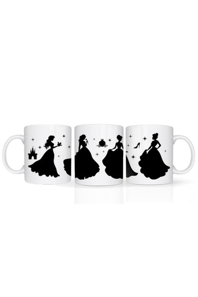 Printoot Princess Silhouettes Mug Fairy Tale Gift Disney Inspired Ceramic Cof...