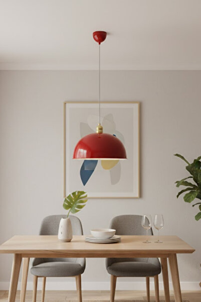 Luzarana Porto Metal Govde Bordo Renkli Tekli Avize Sarkıt Salon Mutfak Ofis ...