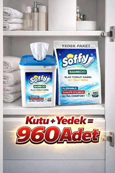 Soffy Yedekli Kutulu Islak Tuvalet Kağıdı Tuvalete Atılabilen Flushable 960 Adet