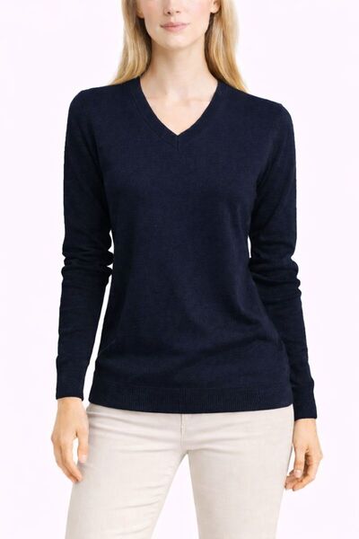 AJX TEKSTİL COMPANY سترة تريكو نسائية برقبة على شكل حرف V - سترة أنيقة ذات قص...