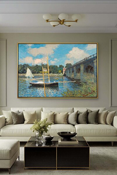Wallivo Claude Monet Argenteuil Köprüsü Gold Metal Çerçeveli Kanvas Tablo