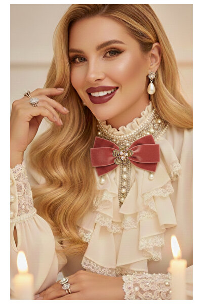 pegu baby collection GÜL KURUSUKADİFE İNCİLİ ÇİÇEKLİ YAKA BROŞ,PAPYON,KRAVAT ..